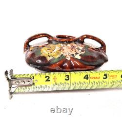 Peters & Reed Arts Crafts Double Handle Vase Floral Drip Glaze Art Pottery USA