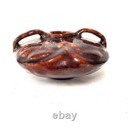 Peters & Reed Arts Crafts Double Handle Vase Floral Drip Glaze Art Pottery USA