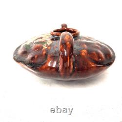 Peters & Reed Arts Crafts Double Handle Vase Floral Drip Glaze Art Pottery USA