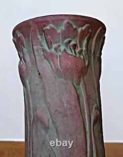 Peters Reed Ohio Arts Crafts Mission Moss Aztec Flower Art Pottery Vase Antique