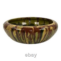 Peters and Reed Marbelized 1920s Arts And Crafts Pottery Brown Ceramic Bowl 684