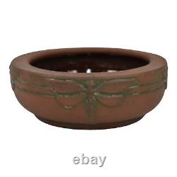Peters and Reed Moss Aztec 1920s Arts And Crafts Pottery Dragonfly Ceramic Bowl
