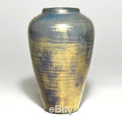 Pewabic Pottery 6 1/4 Arts and Crafts Iridescent Blue/Gold Vase c1903-10s