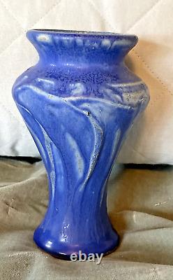 Pewabic Pottery Arts & Crafts 2002 Matte Blue Leaf Classic Vase 6