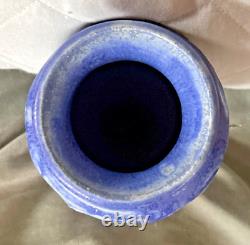 Pewabic Pottery Arts & Crafts 2002 Matte Blue Leaf Classic Vase 6