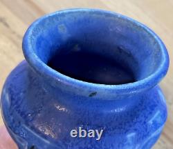 Pewabic Pottery Arts & Crafts 2002 Matte Blue Leaf Classic Vase 6