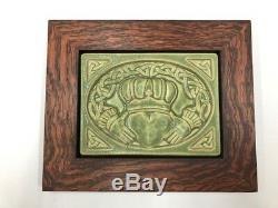 Pewabic Pottery Claddagh Leaf Art Tile Arts & Crafts Mission Oak Park Frame