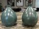 Pewabic Pottery Detroit, Two 6-1/4 Matching Matte Teal Teardrop Vases, Signed