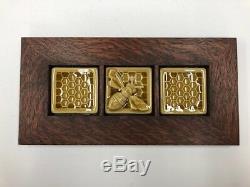 Pewabic Pottery Honeybees Triptych Art Tile Craft Mission Style Family Woodworks