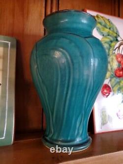 Pewabic Pottery Matte Teal Green Glaze Vase Signed 110 Arts&Crafts Modern 8 1/2
