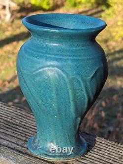 Pewabic Pottery Matte Teal Green Glaze Vase Stamped 1997 Arts&Crafts 6 1/2