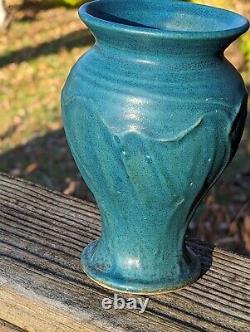 Pewabic Pottery Matte Teal Green Glaze Vase Stamped 1997 Arts&Crafts 6 1/2