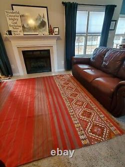 Pottery Barn 8'x10' Handwoven Wool Kilim Tapis Mahal Rug Arts & Crafts Mission