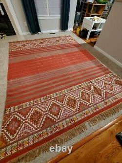 Pottery Barn 8'x10' Handwoven Wool Kilim Tapis Mahal Rug Arts & Crafts Mission