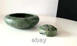 Poxon Vernon Kilns Los Angeles Arts&Crafts Pottery Bowl/Frog Matte Green Rare