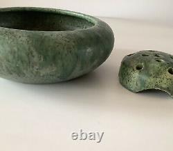 Poxon Vernon Kilns Los Angeles Arts&Crafts Pottery Bowl/Frog Matte Green Rare