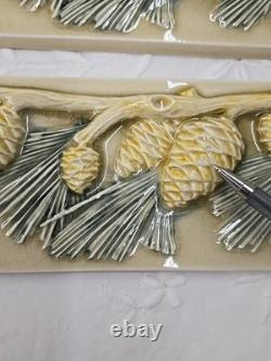 Pratt & Larson Pinecone & Branch Lot of 8 Tiles 4x8, See Pics, Minor Chips