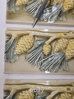 Pratt & Larson Pinecone & Branch Lot of 8 Tiles 4x8, See Pics, Minor Chips