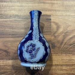 RARE! 6 Remmy Fils Betschdorf Alsace France Salt Glazed Vase SIGNED Etched Blue