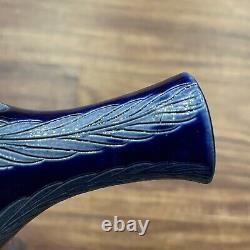 RARE! 6 Remmy Fils Betschdorf Alsace France Salt Glazed Vase SIGNED Etched Blue