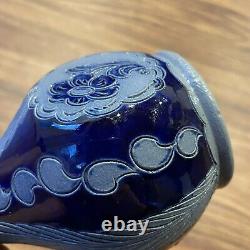 RARE! 6 Remmy Fils Betschdorf Alsace France Salt Glazed Vase SIGNED Etched Blue