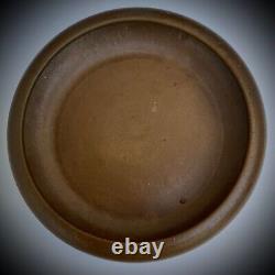 RARE Antique 1915 Arts & Crafts Pottery 8 Van Briggle Matte Brown Bowl withFrog