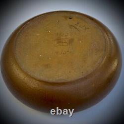 RARE Antique 1915 Arts & Crafts Pottery 8 Van Briggle Matte Brown Bowl withFrog