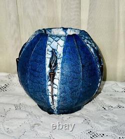 RARE Ephraim Arts Crafts Pottery Blue Amity Bowl GLAZE VARIATION Vase Signed /10