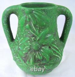 RARE Green with Charcoaling Trial Glaze Vintage Weller Art Pottery Vase 1920s