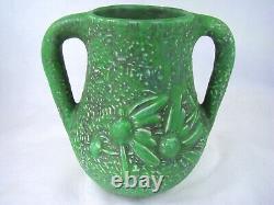 RARE Green with Charcoaling Trial Glaze Vintage Weller Art Pottery Vase 1920s