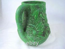 RARE Green with Charcoaling Trial Glaze Vintage Weller Art Pottery Vase 1920s