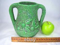 RARE Green with Charcoaling Trial Glaze Vintage Weller Art Pottery Vase 1920s