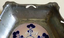 ° RARE OSIRIS Zsolnay inlay PEWTER & Ceramic ART NOUVEAU Bowl 556 arts Crafts