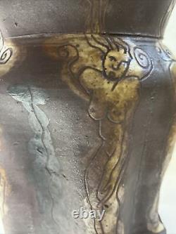 RARE PAREVE Jewish Studio Pottery Arts &Crafts Hand Crafted Vase Nude Women