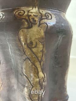 RARE PAREVE Jewish Studio Pottery Arts &Crafts Hand Crafted Vase Nude Women