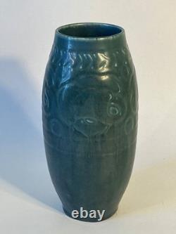ROOKWOOD Pottery Arts & Crafts Ovoid Gingko Vase 7 Matte Blue #2852 RARE