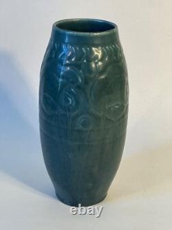 ROOKWOOD Pottery Arts & Crafts Ovoid Gingko Vase 7 Matte Blue #2852 RARE