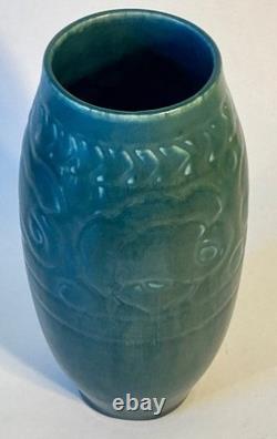 ROOKWOOD Pottery Arts & Crafts Ovoid Gingko Vase 7 Matte Blue #2852 RARE