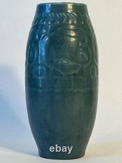 ROOKWOOD Pottery Arts & Crafts Ovoid Gingko Vase 7 Matte Blue #2852 RARE