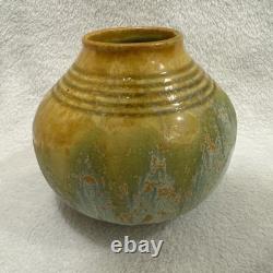 ROSEVILLE-Imperial II Squat Vase # 466-4 Deep Mottled C. 1932