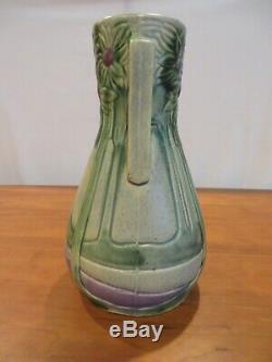 ROSEVILLE POTTERY 1920s VISTA/FOREST ARTS & CRAFTS VASE, BUTTRESSED HANDLES