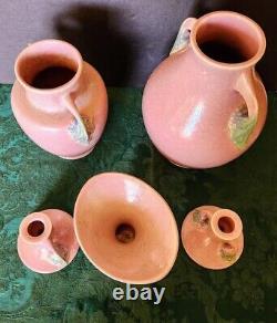 ROSEVILLE Pottery Rare Tuscany Series Two Vases, Compote, C-Stick's Set 1928