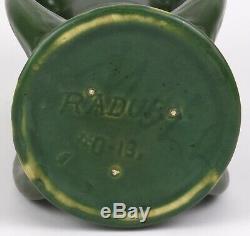Radford Radura Pottery Matte Green Arts & Craft Four Handled 10 Vase
