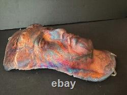 Raku Pottery Mask Hand-Crafted Wall-mounted Sculpture 12 x 8 Multicolor