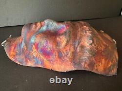 Raku Pottery Mask Hand-Crafted Wall-mounted Sculpture 12 x 8 Multicolor