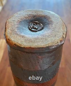 Randy Johnston Striped Vase Cylindrical Stamped Studio Pottery