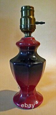 Rare Antique Cliftwood Arts & Crafts Pottery Lamp Rose & Blue Smoke, Circa 1920