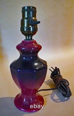 Rare Antique Cliftwood Arts & Crafts Pottery Lamp Rose & Blue Smoke, Circa 1920