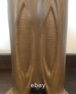 Rare Antique Teco Pottery #434 Matte Brown Four-Buttress Vase