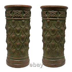 Rare Arts & Crafts Era Peters and Reed Pottery Moss Aztec Umbrella Stand Vase